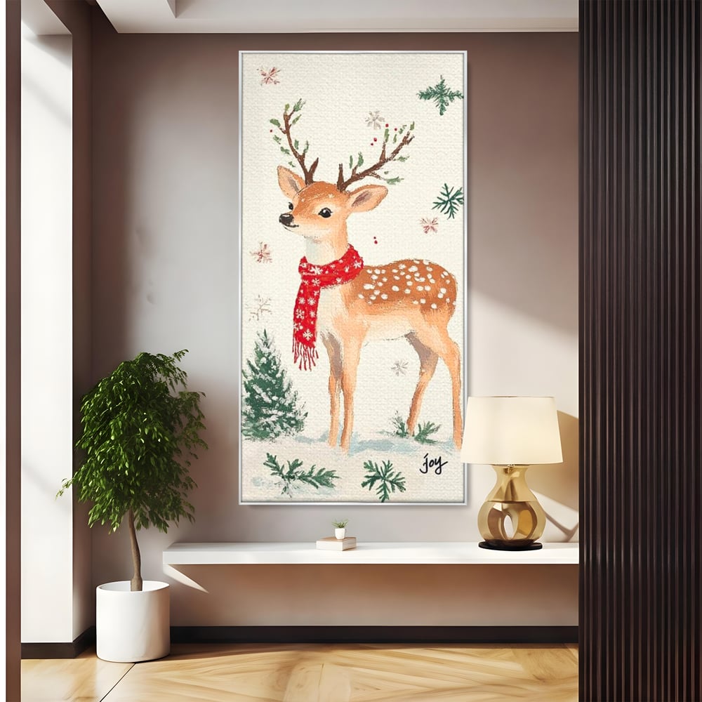 Tablou canvas cu tablou canvas cu ren festiv, in rama de aluminiu argintiu